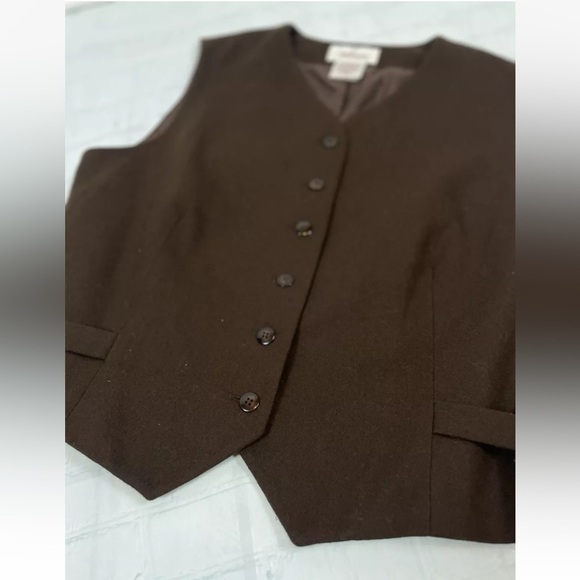 Vintage Worthington vest Wool Women's 14 Chocolate Brown Fully Lined waistcoat - Picture 13 of 15